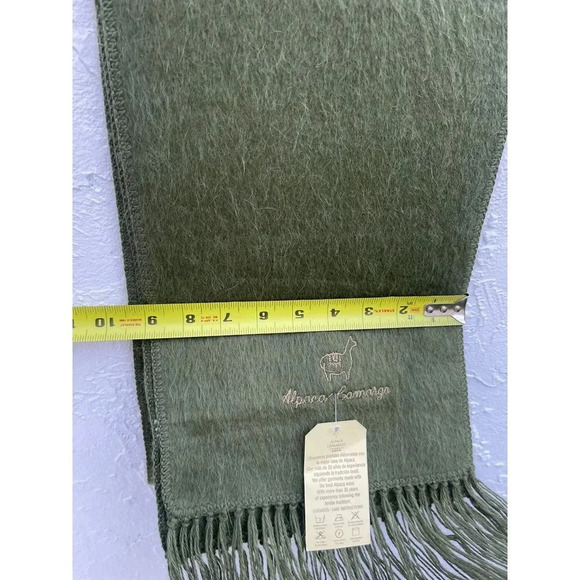 New Alpaca Camargo Scarf Rectangle Fringe Neck Warmer Multifunctional Army Green - Picture 6 of 12